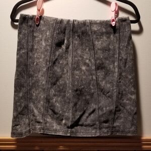 👙She + Sky acid wash mini denim skirt with back zip